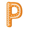 Letter P made from glazed gingerbread