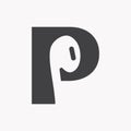 Letter P Music Logo Concept With Earphone Icon Vector Template