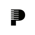 Letter P Musician Symbol, Piano Logo Icon Vector Template On White Background