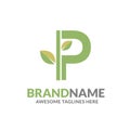Letter p with natural green leaf logo Royalty Free Stock Photo