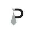 Letter p necktie simple businessman logo vector