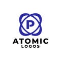 Letter P with an orbit or atom shape, good for any business related to science and technology
