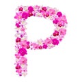 Letter P from orchid flowers isolated on white Royalty Free Stock Photo