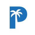 Letter P Palm Tree Logo Design Concept For Travel Beach Landscape Icon Vector Template Royalty Free Stock Photo