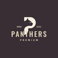 Letter p for panther vintage logo design, vector graphic symbol icon illustration creative idea Royalty Free Stock Photo