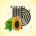 The letter P and Papaya on a bright abstract background