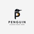 Letter P for penguin logo icon vector template