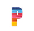 Letter P. Rainbow color paper. Royalty Free Stock Photo