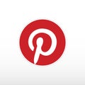 Letter `P` in red circle with shadow. Icon popular social media application for sharing images.