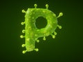 Letter P shaped virus or bacteria cell. 3D illustration