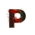 Letter P of shiny red tinsel, paper cut isolated on white. Festive English alphabet for celebration design Royalty Free Stock Photo