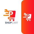 Letter P Shopping Cart Logo, Fast Trolley Shop Icon Royalty Free Stock Photo