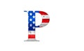 Letter P with stars and stripes US flag lettering font