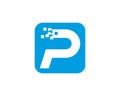 letter p tech square logo template 1