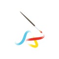 A letter paint brush icon vector concept design template