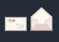 Letter paper cover or airmail envelopes set, flat vector illustration