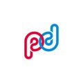 Letter pd linked overlapping thin line geometric logo vector Royalty Free Stock Photo