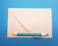 Writing a letter. Time for writing a letter. Letter and pencil. Royalty Free Stock Photo