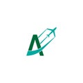Letter A with plane logo icon design vector Royalty Free Stock Photo