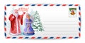 Letter post card to Santa Claus. Russian Santa Claus and Snow Maiden