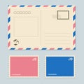 Letter postcard vector template, Vintage paper postal card. Royalty Free Stock Photo