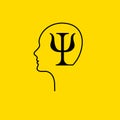 Letter psi and profile. Psychology logo. Psychologist icon