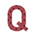 Letter Q of the alphabet made with a pattern of sunflowers with a dark pink background