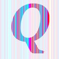 Letter Q of the alphabet made with stripes with colors purple, pink, blue, yellow Royalty Free Stock Photo