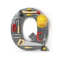 Letter Q. Alphabet from the tools on the metal pegboard isolated Royalty Free Stock Photo