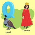 Letter q of the children s alphabet. Vector graphics Royalty Free Stock Photo