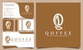 Letter Q coffee house logos design vector illustration with line art style vintage, modern company business card template Royalty Free Stock Photo