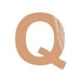 Letter Q of the English alphabet, gray paper cardboard texture on white background - Vector