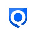 Letter Q inside a blue shield. good for any business related to security or defense company