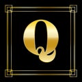 Letter Q Logo Design With Square Ornament, luxury golden design