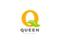 Letter Q Logo Elegant design vector template. Luxury Cosmetics Organic Eco brand Logotype concept symbol Royalty Free Stock Photo