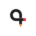 Letter q loop pencil shape logo vector