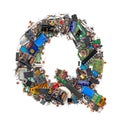 Letter Q made of electronic components