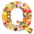 Letter Q made of food