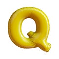 Letter Q made of gold balloon. 3d rendering isolated on white background