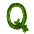 Letter Q made of green grass isolated on white. 3d rendering