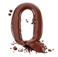 Letter Q made with melted chocolate splashed over white. Generative AI illustration Royalty Free Stock Photo