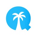 Letter Q Palm Tree Logo Design Concept For Travel Beach Landscape Icon Vector Template Royalty Free Stock Photo