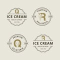 Letter Q and R with abstract ice cream logo template