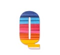 Letter Q. Rainbow color paper. Royalty Free Stock Photo