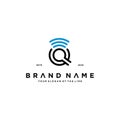 Letter q and signal logo design vector