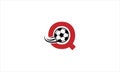 Letter Q with soccer ball shot icon and football in flat vector minimalist logo design Royalty Free Stock Photo