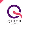 Letter q target or goal logo with arrow symbol