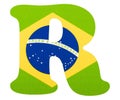 Letter R of the alphabet - Flag of Brazil. White background