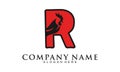 Letter R alphabet for rooster vector logo