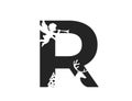 Letter r with angel, deer and christmas tree. holiday initial letter for Christmas design. isolated vector image Royalty Free Stock Photo